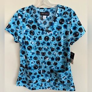Koi Artists Series Blue Cat Print Top